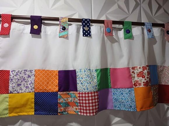 Cortina com Barrado em Patchwork