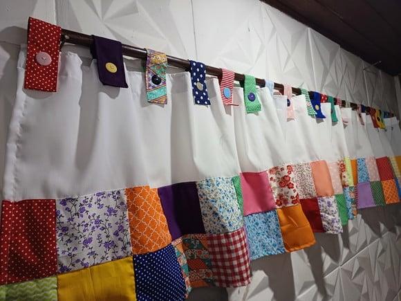 Cortina com Barrado em Patchwork