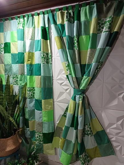 Cortina em Patchwork Verde