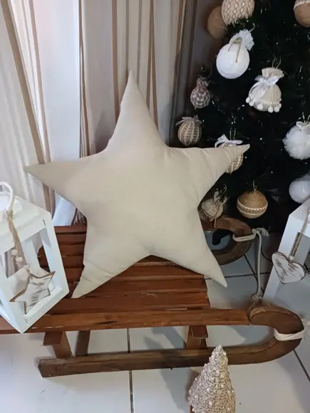 Almofada Estrela em Linho Cru
