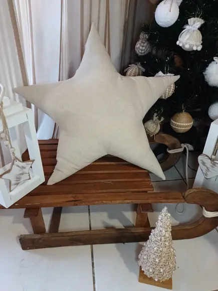 Almofada Estrela em Linho Cru