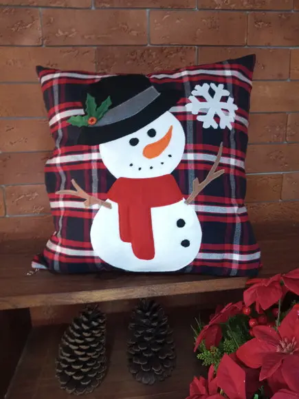 Capa para Almofada Boneco de Neve