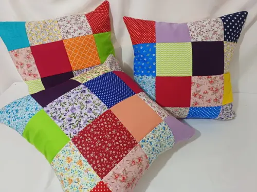 Capa para Almofada Patchwork 3 Unidades