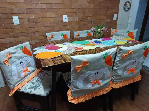 Capa para Cadeira Páscoa + Caminho de Mesa