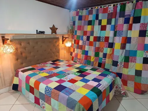 Colcha em Patchwork + Cortina