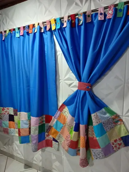 Cortina com Barrado em Patchwork