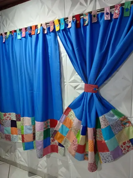Cortina com Barrado em Patchwork