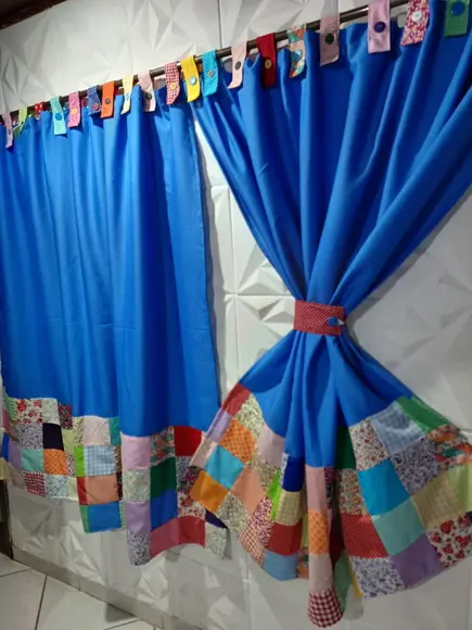 Cortina com Barrado em Patchwork