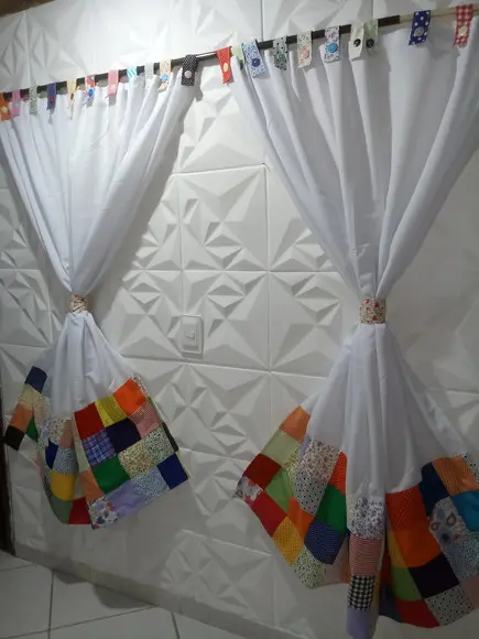 Cortina com Barrado em Patchwork