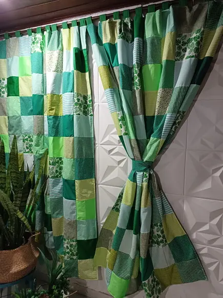 Cortina em Patchwork Verde