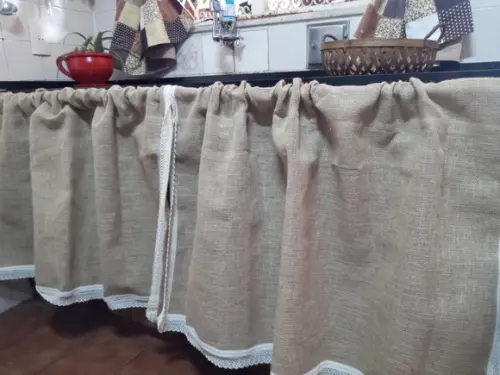 Cortina Para Pia Em Juta