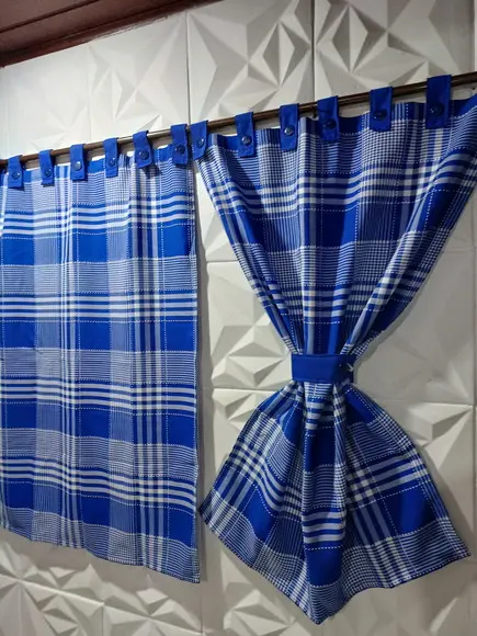 Cortina Xadrez + Toalha para Fogão