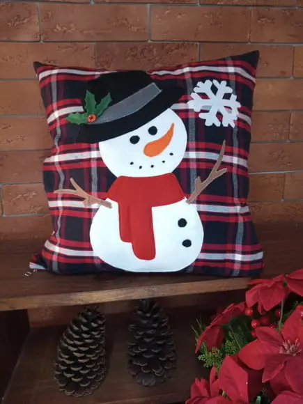 Capa para Almofada Boneco de Neve