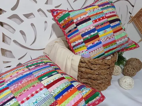 Capa para Almofada em Patchwork