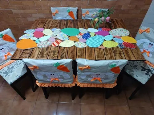 Capa para Cadeira Páscoa + Caminho de Mesa