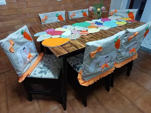 Capa para Cadeira Páscoa + Caminho de Mesa