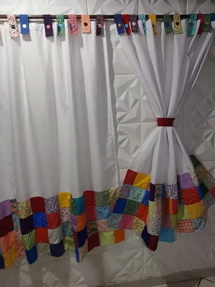 Cortina com Barrado em Patchwork