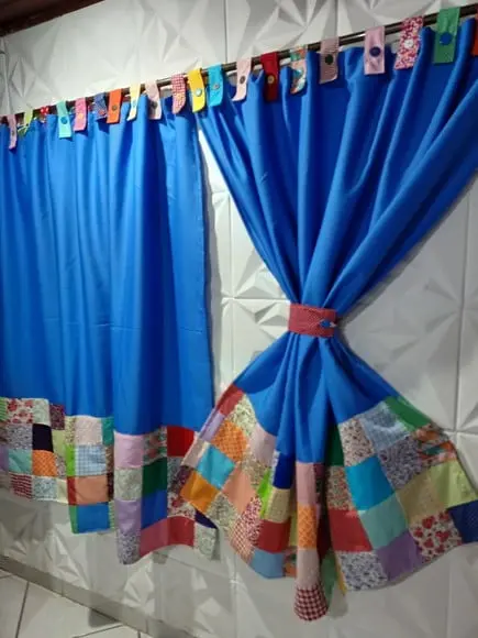 Cortina com Barrado em Patchwork