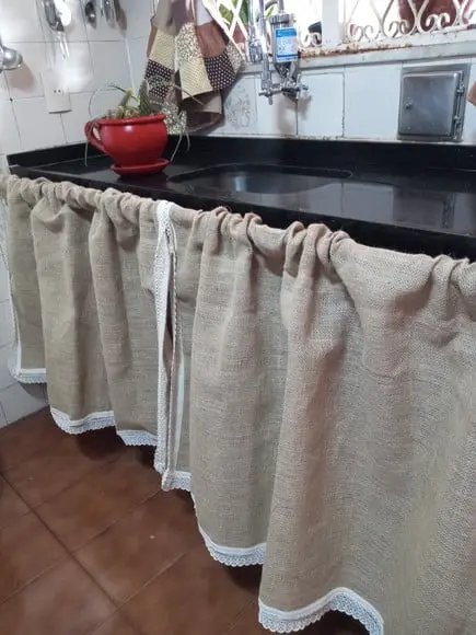 Cortina Para Pia Em Juta