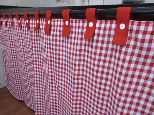 Cortina xadrez vermelho