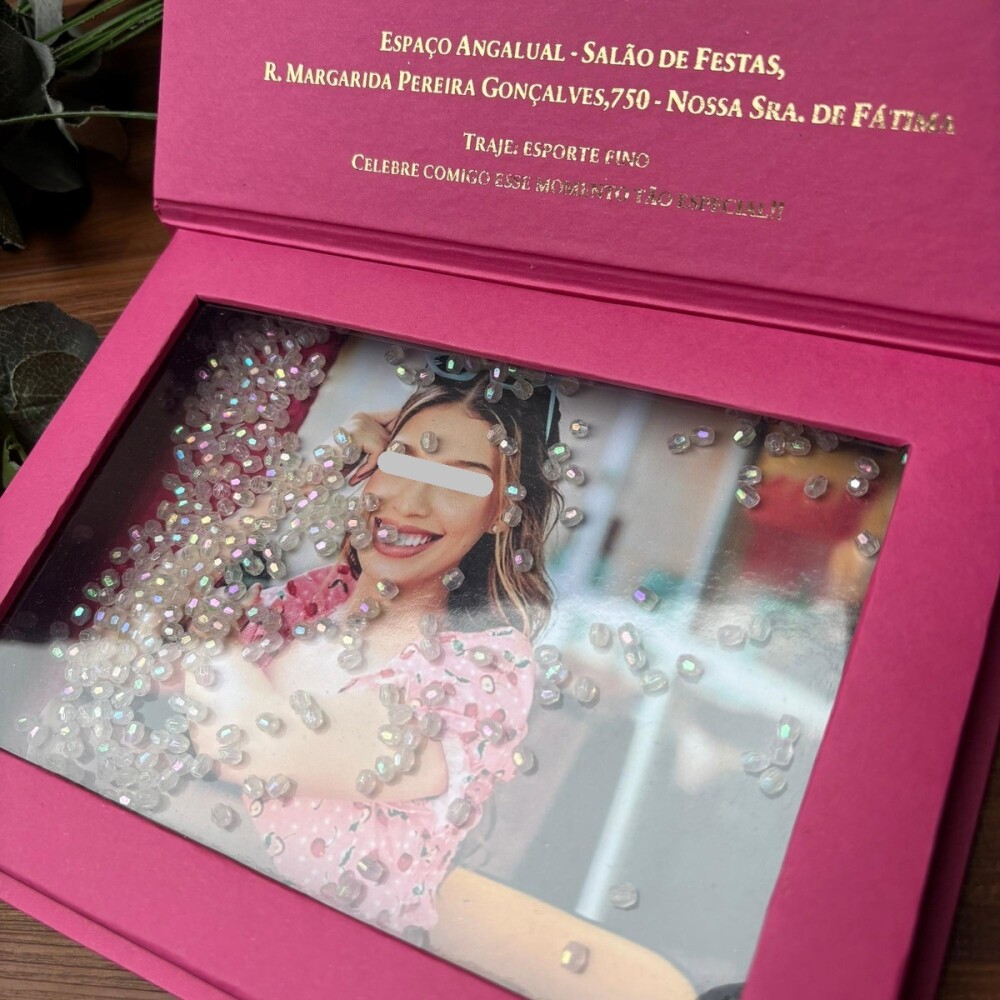Convite de 15 anos, caixa com foto, convites, convite capa dura,
