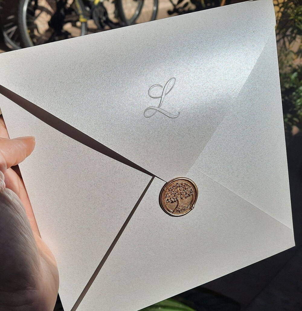 Convite de 15 anos com envelope perolado