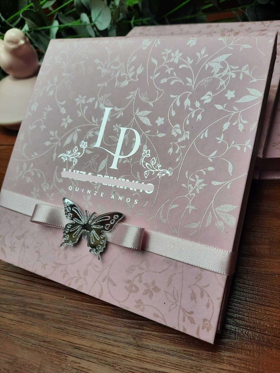Caixa Convite Floral de 15 Anos Luxo