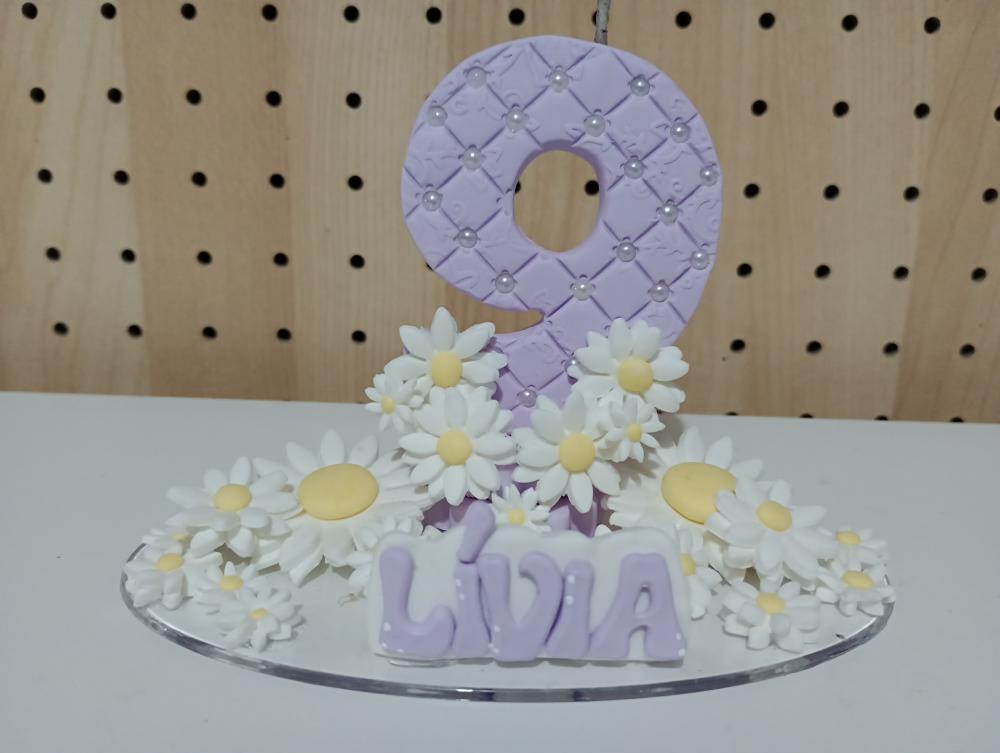 Vela personalizada margaridas de biscuit