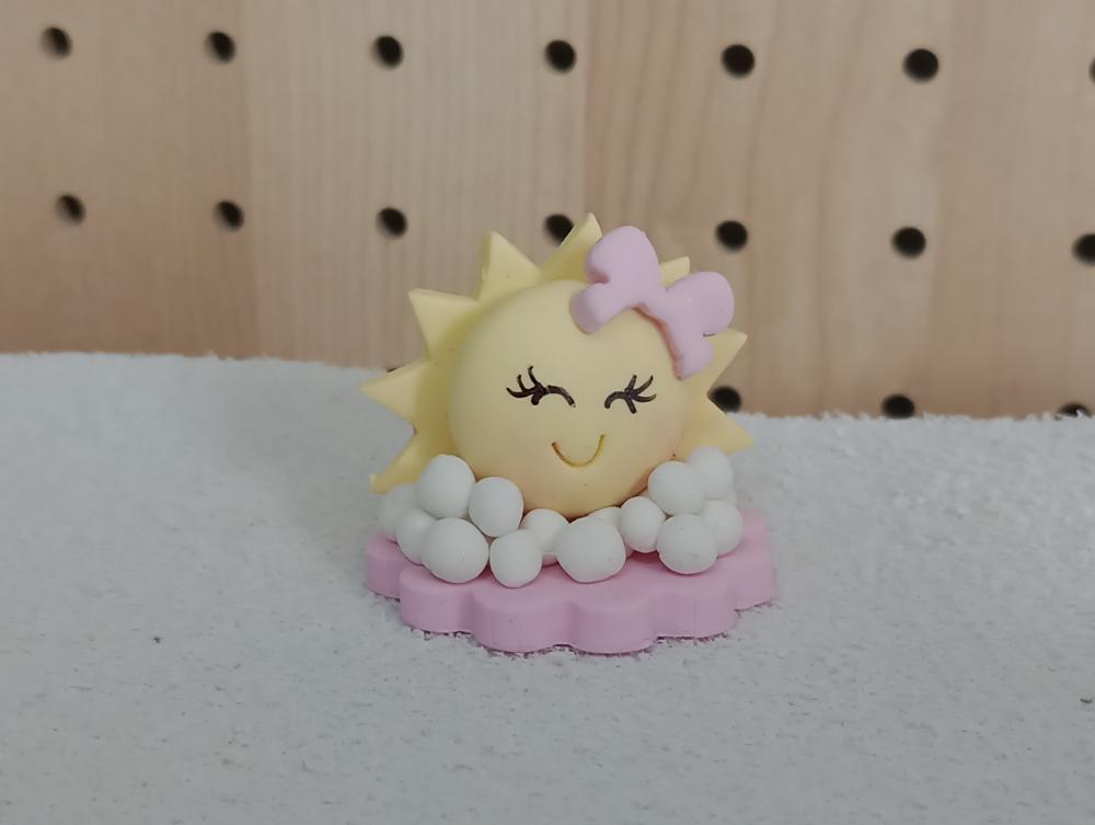 Aplique Raio de Sol para Lembrancinhas Biscuit com Laço Rosa