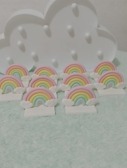 Aplique Arco-íris Biscuit para Lembrancinhas Base Quadrada
