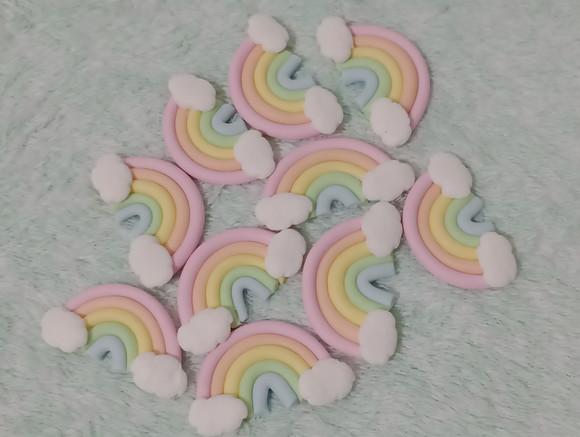 Aplique Arco-íris Mini em Biscuit Dez Peças