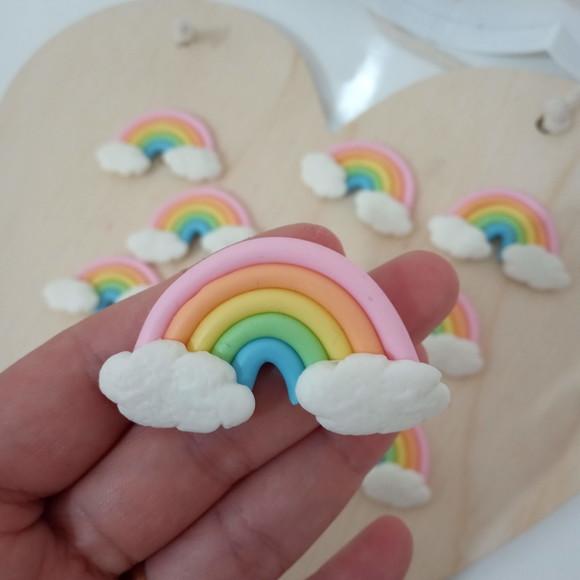 Aplique Arco-íris Mini em Biscuit Dez Peças