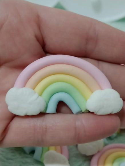 Aplique Arco-íris Mini em Biscuit Dez Peças