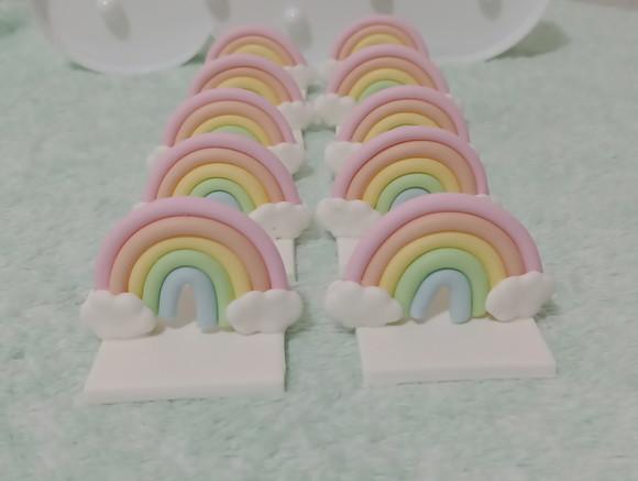 Aplique Arco-íris Biscuit para Lembrancinhas Base Quadrada