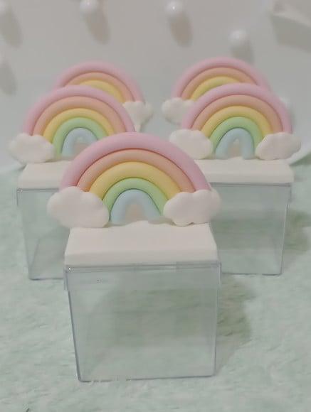 Arco-íris de Biscuit na Caixinha Acrílica Dez Peças