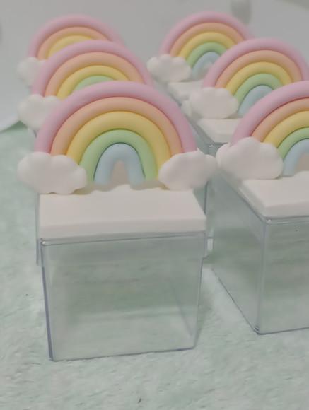 Arco-íris de Biscuit na Caixinha Acrílica Dez Peças