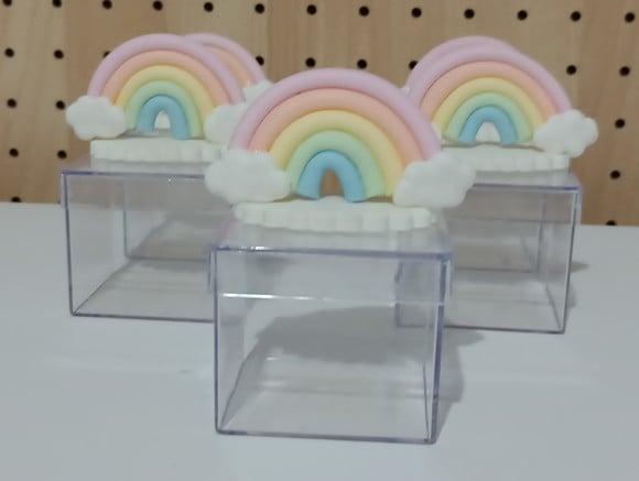 Arco-íris de Biscuit na Caixinha Acrílica Dez Peças