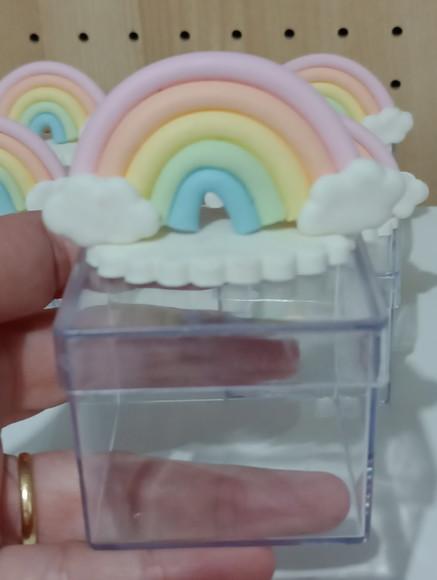 Arco-íris de Biscuit na Caixinha Acrílica Dez Peças
