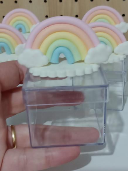Arco-íris de Biscuit na Caixinha Acrílica Dez Peças