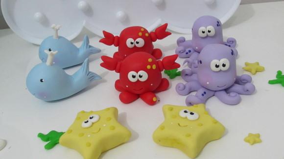 Bichinhos Fundo do Mar de Biscuit para Lembrancinhas