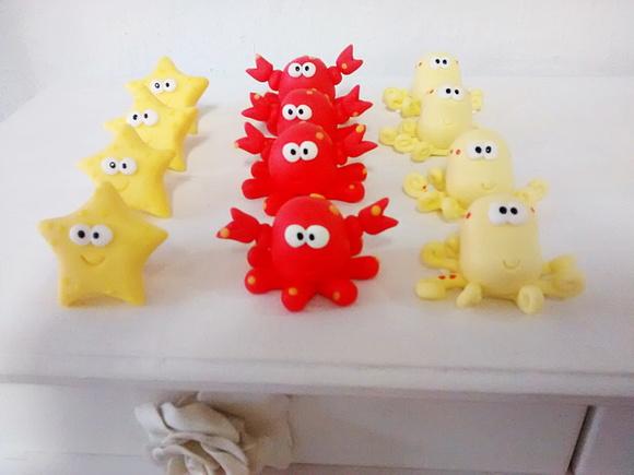 Bichinhos Fundo do Mar de Biscuit para Lembrancinhas