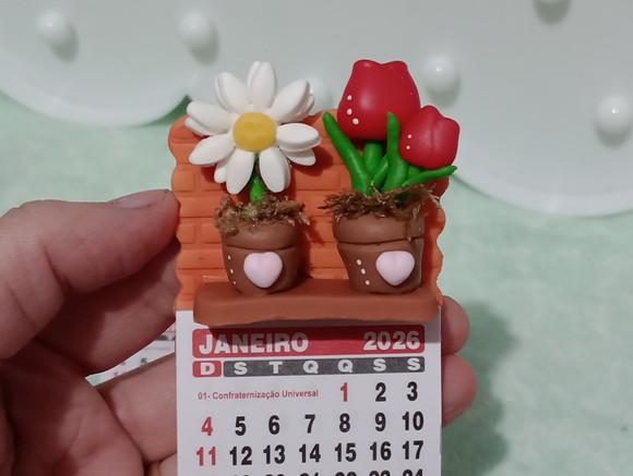 Calendário 2026 Flores de Biscuit