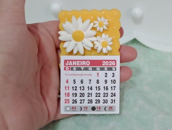 Calendário 2026 Margaridas de Biscuit