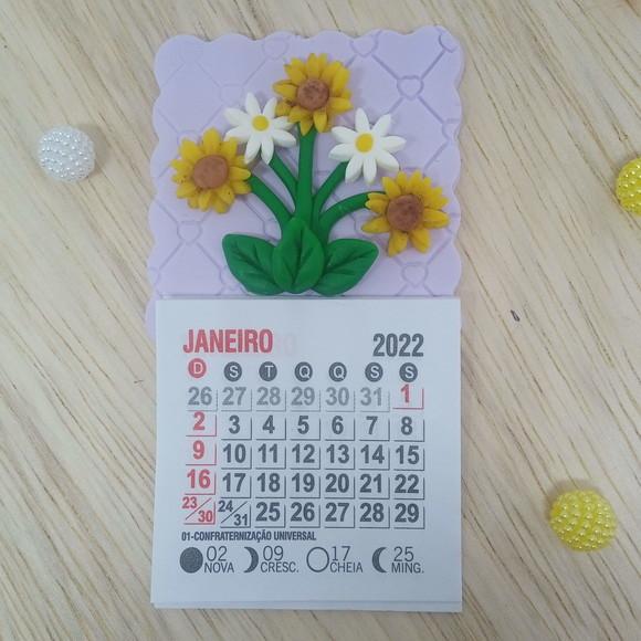 Calendário 2026 Margaridas e Girassóis de Biscuit