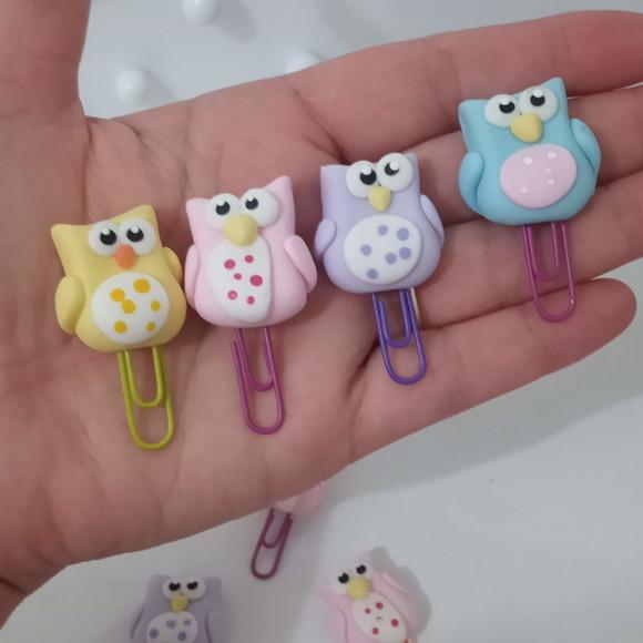 Clips Corujinhas de Biscuit Pacote com Dez