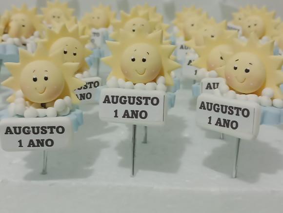 Enfeite de Cuia Solzinho com Plaquinha com Nome de Biscuit