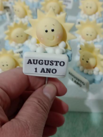 Enfeite de Cuia Solzinho com Plaquinha com Nome de Biscuit