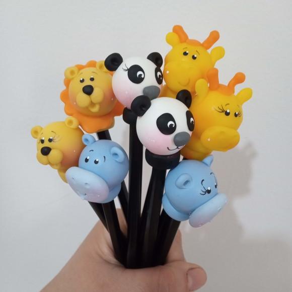 Lápis com Ponteira Animais de Biscuit para Lembrancinhas
