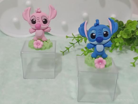 Lembrancinha Caixinha 5x5 cm com Stitch e Angel Biscuit