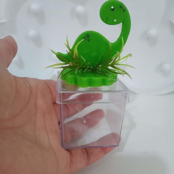 Lembrancinha Dinossauro de Biscuit na Caixinha de Acrílico